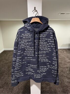 Who Decides War WDW Flared Scripture Dark Blue Hoodie